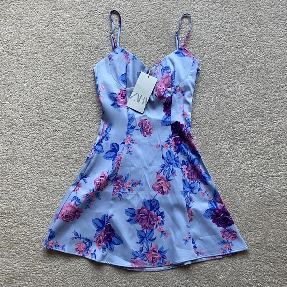 Zara net floral print corset style mini boho dress - Picture 12 of 12